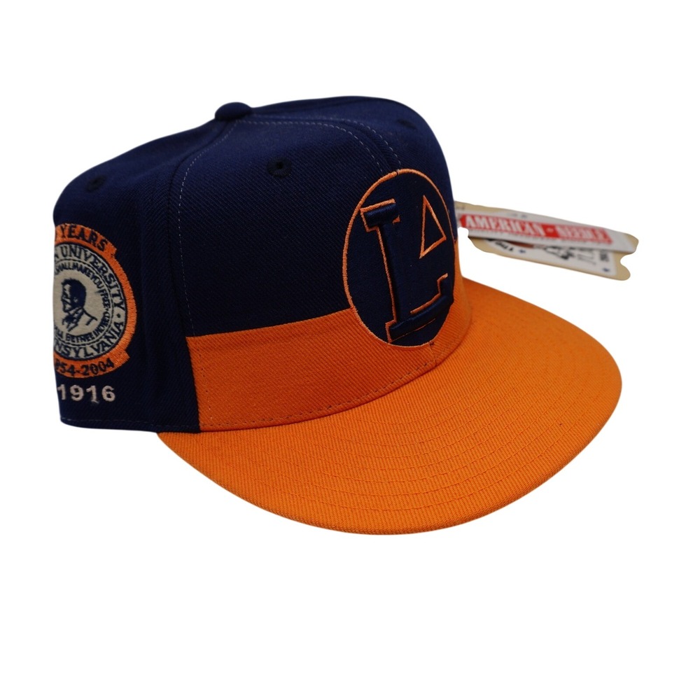 American Needle Black Fives Lincoln University Mens 7 3/4 Navy Orange Fitted Hat